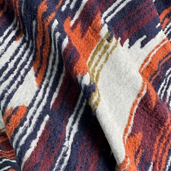 Lucky Brand Boho Aztec Print Waterfall Cardigan Small Rust Navy Southwest Knit - Picture 11 of 15